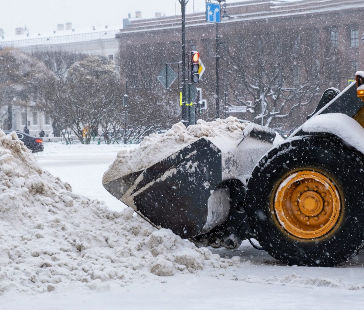 Large-scale snow-plowing equipment taking part in snow removal